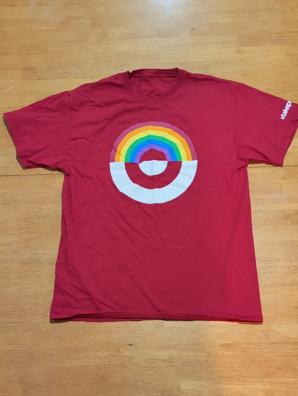 Target Red Short Sleeve Tee with Rainbow Bullseye Graphic